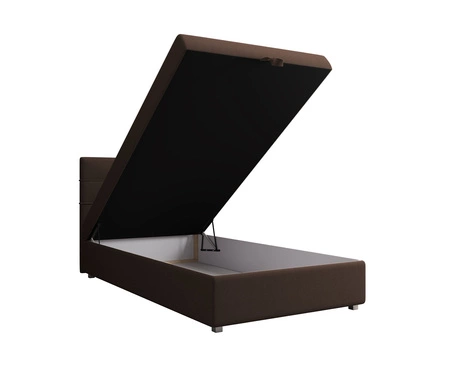 Boxspringbett Fresno 90x200 braun im modernen skandinavischen Stil mit gepolstertem Kopfteil Bett mit Staukasten