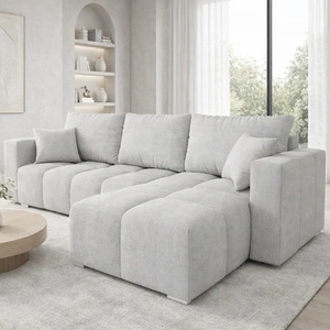 Ecksofa mit Schlaffunktion Linco grau Esche universal modernes Ecksofa für Wohnzimmer strukturierter Stoff mit interessanter Oberfläche