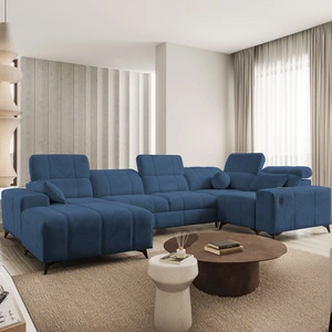 Ecksofa mit Schlaffunktion Penejos IV blau linke Seite stilvolles Ecksofa mit zwei Bettkästen strapazierfähiger Stoff