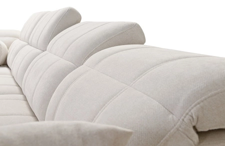 Ecksofa mit Schlaffunktion Penejos XI Lux dunkelbeige linke Seite stilvolles Ecksofa mit bequemer ausziehbarer Fußstütze