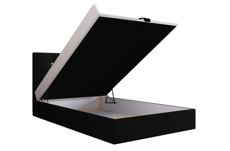 Boxspringbett Kingston 120x200 schwarzes Bett im modernen skandinavischen Stil mit gepolstertem Kopfteil mit Kristallen Bett mit Staukasten