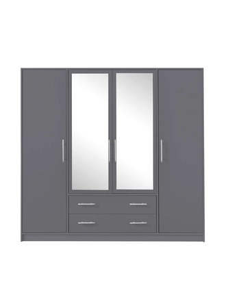 Spiegelschrank Caspe 200 cm anthrazit modernes Design ABS-Finish und Aluminiumgriffe