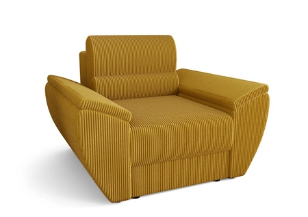 Sessel Fogu Honig-Gelb modernes Design bequemer Sessel für Wohnzimmer Kordstoff mit ausdrucksvollen Streifen breite Armlehnen