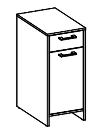 Badezimmerschrank Mela 34 cm weiß / Eiche sonoma eleganter Badezimmerschrank mit Schublade resistent gegen Dampf und Auslaufen