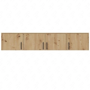 Kleiderschrank Verlängerung Caspe 200 cm Eiche handwerklich modernes Design ABS-Finish und schwarze Griffe