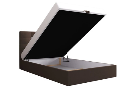 Boxspringbett Kingston 90x200 braun Bett im modernen skandinavischen Stil mit gepolstertem Kopfteil mit Kristallen Bett mit Staukasten