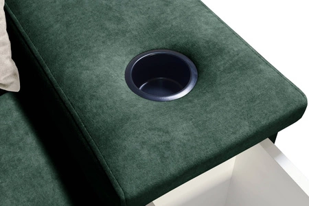 Ecksofa mit Schlaffunktion Alcamo grün/schwarz links elegantes und stilvolles Ecksofa mit einer ausziehbaren praktischen Schublade an der Seite des Möbels