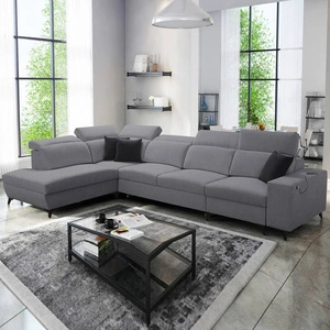 Ecksofa mit Schlaffunktion Kelly Sleek XI grau linkes Ein stilvolles und bequemes Ecksofa aus strapazierfähigem Webstoff