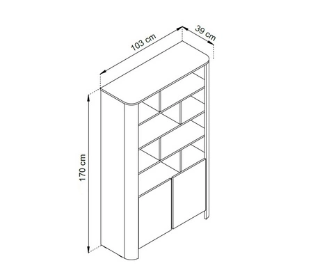 Bücherregal Bari 103 cm beige funktionelles und modernes Design gedeckte Farben Bücherregal mit Türen im minimalistischen Stil