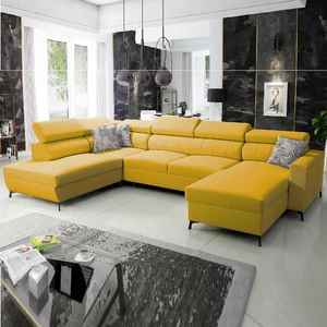 Ecksofa mit Schlaffunktion Savona VI gelb rechts elegantes und bequemes Ecksofa für Wohnzimmer mit zwei Bettkästen