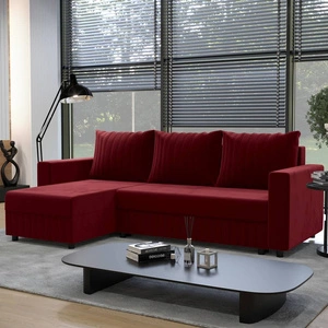 Ecksofa mit Schlaffunktion Pasco kastanienbraunes klassisches Ecksofa links, das sich in jede Einrichtung einfügt Ziernähte