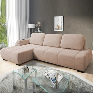 Ecksofa mit Schlaffunktion Sanftes Puderrosa linke Seite Stilvolles Design Ecksofa mit abgerundeter Form