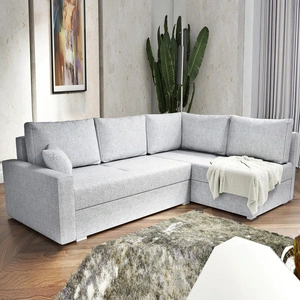 Ecksofa mit Schlaffunktion Nofi grau Esche rechts Ecke modernes Design einfaches und stilvolles Design, das zu jeder Einrichtung passt