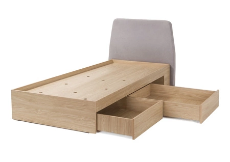 Bett mit Schubladen Olivio 90x200 cm Eiche baltic dune ideal für ein Kinderzimmer mit gepolstertem Kopfteil und Schubladen