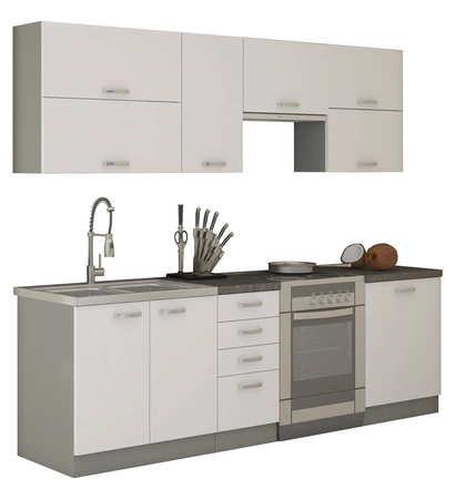 Bianka Küchenmöbel Set 240 cm glänzende Fronten einzigartiger Stil der Schränke wird das Innere einer jeden Küche passen