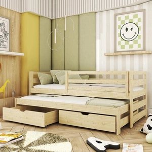 Kinderbett Tori 90x190 cm Kiefer 2-Personen-Ausziehbett für Kinderzimmer Massivbauweise Kinderbett aus massivem Kiefernholz