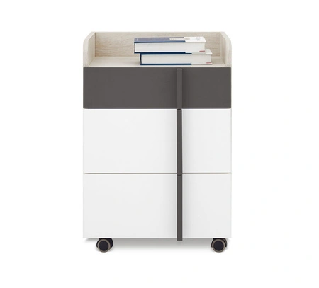 Schubladenschrank Remona Eiche wilton weiß / weiß / anthrazit vielseitiger und praktischer Rollcontainer für das Büro