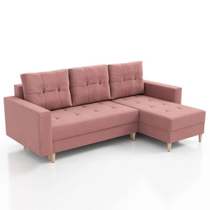 Ecksofa mit Schlaffunktion Vaso laschefarbe universal komfortables Ecksofa für das Wohnzimmer im skandinavischen Stil großes Bettzeugfach