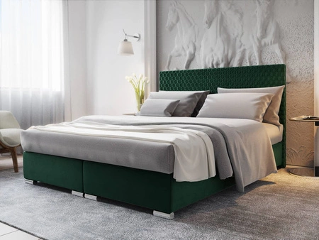 Boxspringbett Fargo 140x200 Flaschengrün im modernen skandinavischen Stil mit markantem Kopfteil