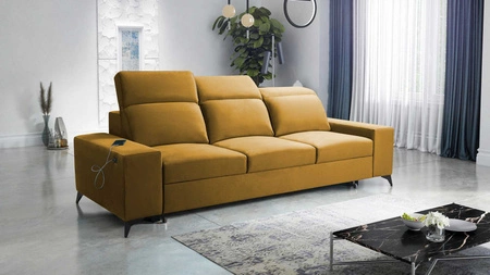 Sofa mit Schlaffunktion Kelly honey stilvolles Sofa für Wohnzimmer mit einfachem Design verstellbare Kopfstützen Veloursstoff