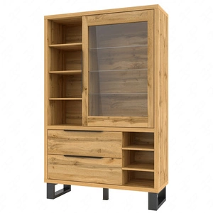 Halle Schrank 120 cm Eiche wotan schlichte Form Loft Schrank auf einem Metallrahmen getragen ungewöhnliches Design geräumige Schubladen