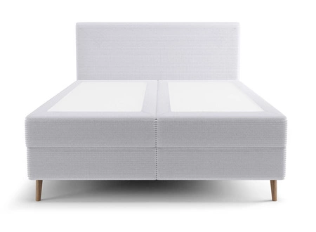 Boxspringbett Totti 160x200 grau Esche stilvolles Bett mit Bettzeug Lagerung dreidimensional gestreiften Stoff