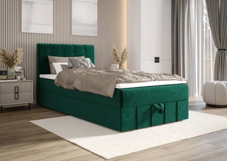 Boxspringbett Casey 120x200 flaschengrün im modernen skandinavischen Stil mit gepolstertem Kopfteil Bett mit Staukasten