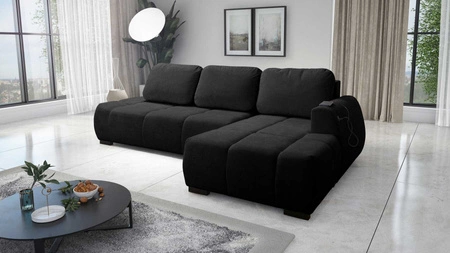 Ecksofa mit Schlaffunktion Gentle schwarz rechte Seite stilvolles Design Ecksofa-Bett, das sich durch seine abgerundete Form auszeichnet