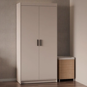Kleiderschrank Rene 90 cm beige sand modernes Design perfekte Garderobe für Schlafzimmer Kleiderschrank oder Flur stilvolle schwarze Griffe