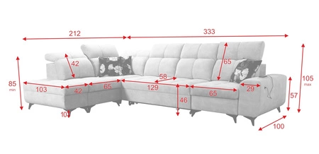 Ecksofa mit Schlaffunktion Buffalo XI olive links stilvolles Ecksofa mit drei Bettkästen Veloursstoff