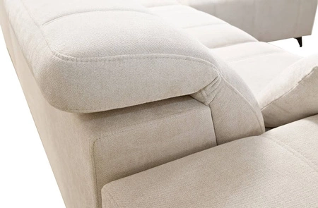 Ecksofa mit Schlaffunktion Penejos VII dunkelbeige rechts stilvolles Ecksofa mit Bettzeugablage komfortable verstellbare Kopfstützen