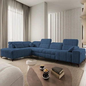 Ecksofa mit Schlaffunktion Penejos XI blau links komfortables Ecksofa mit verstellbaren Kopfstützen und zwei Bettkästen