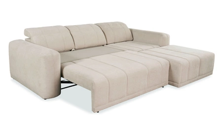 Ecksofa mit Schlaffunktion Cetara grau braun rechte Seite stilvolles Design bequeme verschiebbare Rückenlehnen verstellbare Kopfstützen