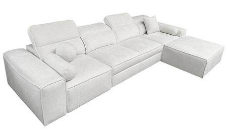 Ecksofa mit Schlaffunktion Viano XII grün rechts stilvolles Ecksofa mit interessanter Form verstellbare Kopfstützen Zierkissen