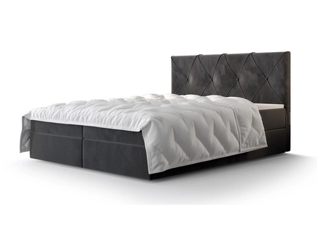 Boxspringbett Arvada 140x200 grau im modernen skandinavischen Stil mit gepolstertem Kopfteil