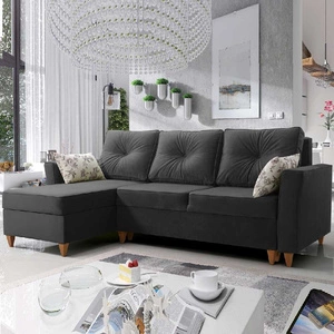 Ecksofa mit Schlaffunktion Topeka graphit linke Seite stilvolles und modernes Design, das sich in jede Einrichtung einfügt