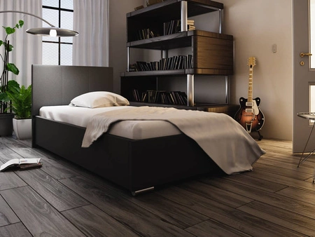 Lugo 80x200 schwarzes Polsterbett mit modernem Kopfteil ideal für ein Jugendzimmer oder kleines Schlafzimmer