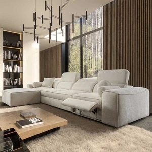 Ecksofa mit Schlaffunktion Viano XII Lux creme linkshändiges Designer-Ecksofa für das Wohnzimmer mit komfortablem ausziehbarem Fußteil