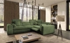 Ecksofa mit Schlaffunktion Viano II Lux grün rechtsseitiges Designer-Ecksofa für das Wohnzimmer mit komfortablem ausziehbarem Fußteil