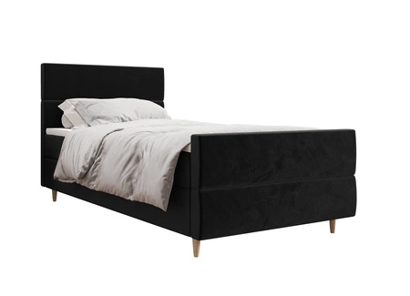 Boxspringbett Benet 100x200 schwarz im modernen skandinavischen Stil mit gepolstertem Kopf- und Fußteil Bett mit Staukasten