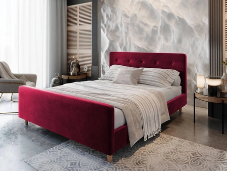 Polsterbett Isara 160x200 kastanienbraun mit Stauraum im modernen skandinavischen Stil mit markantem Kopf- und Fußteil