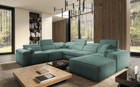Ecksofa mit Schlaffunktion Viano VIII patina rechts modernes Ecksofa mit interessantem Design Container für Bettzeug