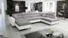 Ecksofa mit Schlaffunktion Savona VI hellgrau/weiß links bequemes Ecksofa für Wohnzimmer mit zwei Bettkästen 