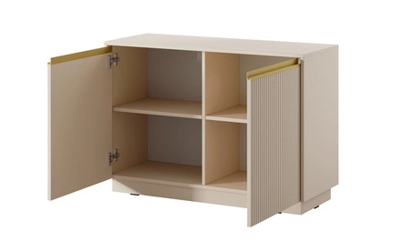 Imperial 104 cm beige stilvolle Kommode ideal für das Wohn- oder Schlafzimmer elegante Goldgriffe und gefräste Fronten