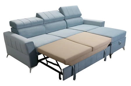 Ecksofa mit Schlaffunktion Rava graphit rechts Samt komfortables und funktionelles Ecksofa mit verstellbaren Kopfstützen