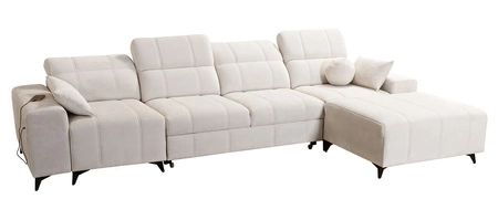 Ecksofa mit Schlaffunktion Penejos XII grün rechtsseitig stilvolles Ecksofa mit Bettzeugcontainern komfortable verstellbare Kopfstützen