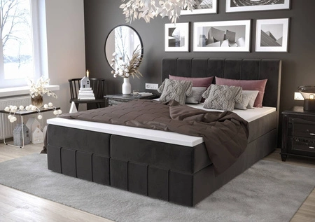 Boxspringbett Casey 140x200 graphit Bett im modernen skandinavischen Stil mit markantem Kopfteil