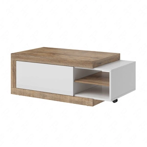 Couchtisch Sintra 120 cm / 153 cm Eiche samdal / weiß glänzend Originaldesign Breite verstellbarer Tisch