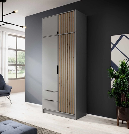 Aufsatz für Schrank Aspen 105 cm Grau / Eiche Artisan funktionale Schrankerweiterung für Kleidung Schuhe und Accessoires