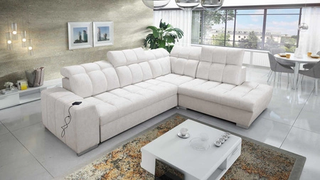 Ecksofa mit Schlaffunktion Luigi VII hellbeige rechts bequemes Ecksofa in modernem Design